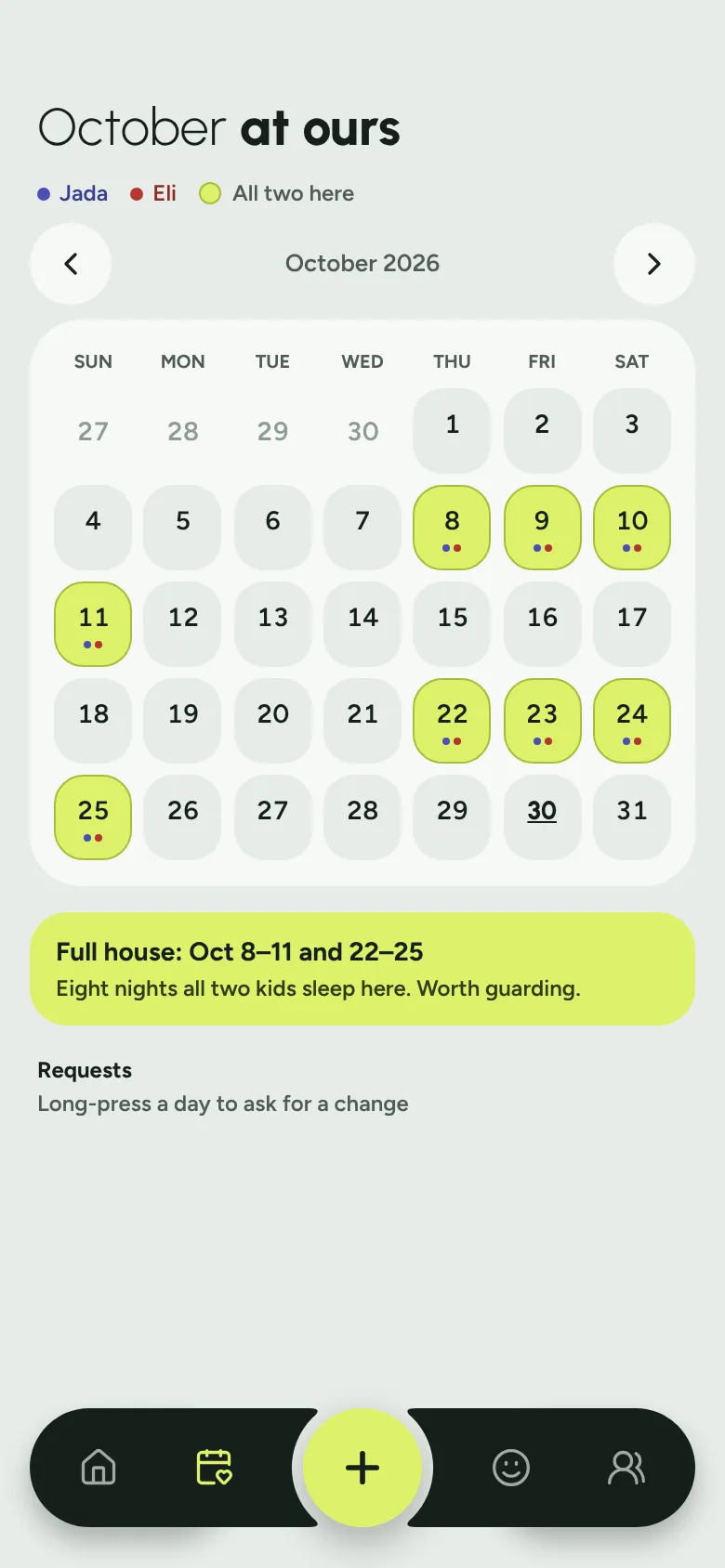 The month calendar on the left pane